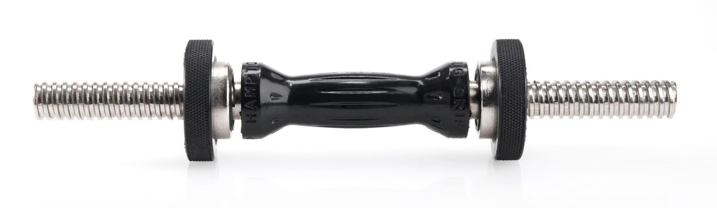 Hampton Fitness BEEFY BAR | Snug-Grip Urethane Grip w/ SPIN LOCK Collars (14" Dumbbell Handle Pair)