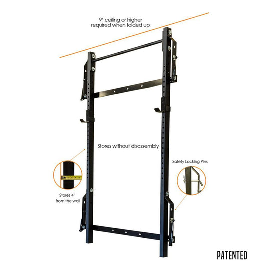 PRx Profile® Folding Squat Rack w/ Straight Pull up Bar
