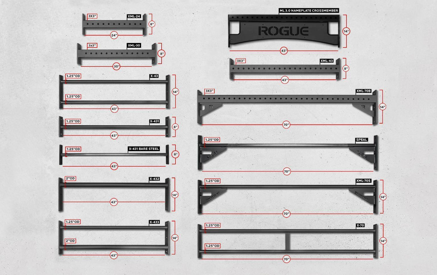 Rogue Monster Lite Crossmembers