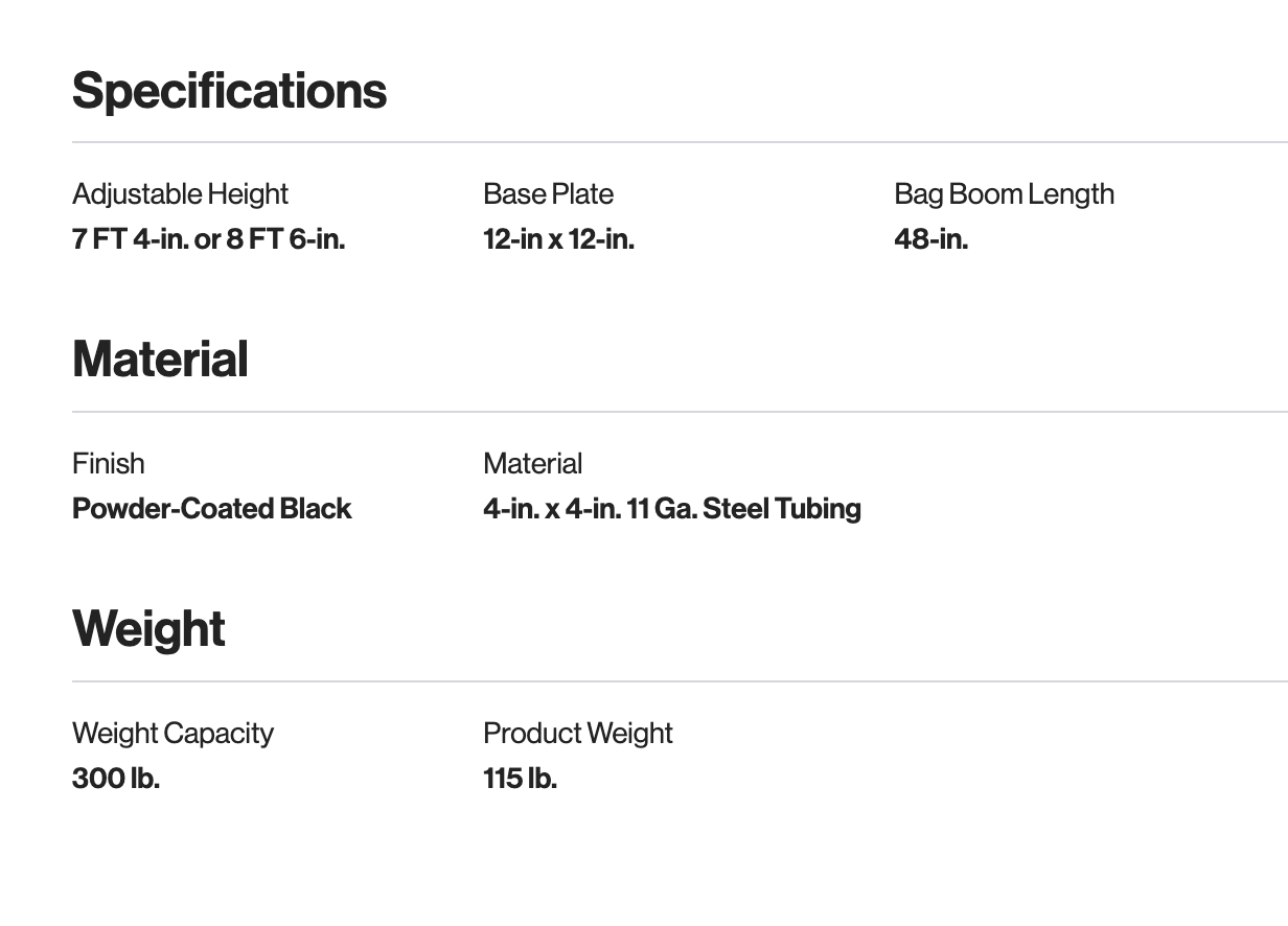 Titan Adjustable Heavy Bag Stand