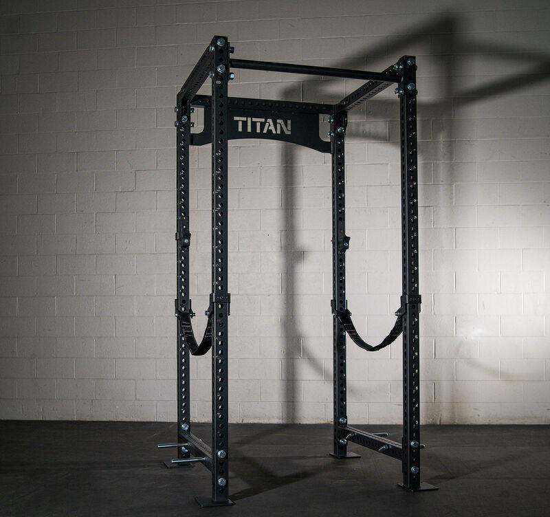 Titan Series Power Rack with Safety Straps and Lat Tower Attachment