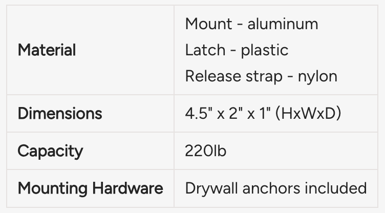 PRx Bench Wall Locking System