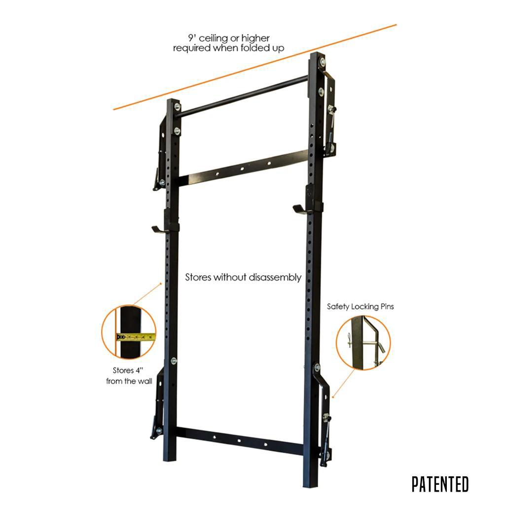 PRx Profile® Folding Squat Rack w/ Straight Pull up Bar