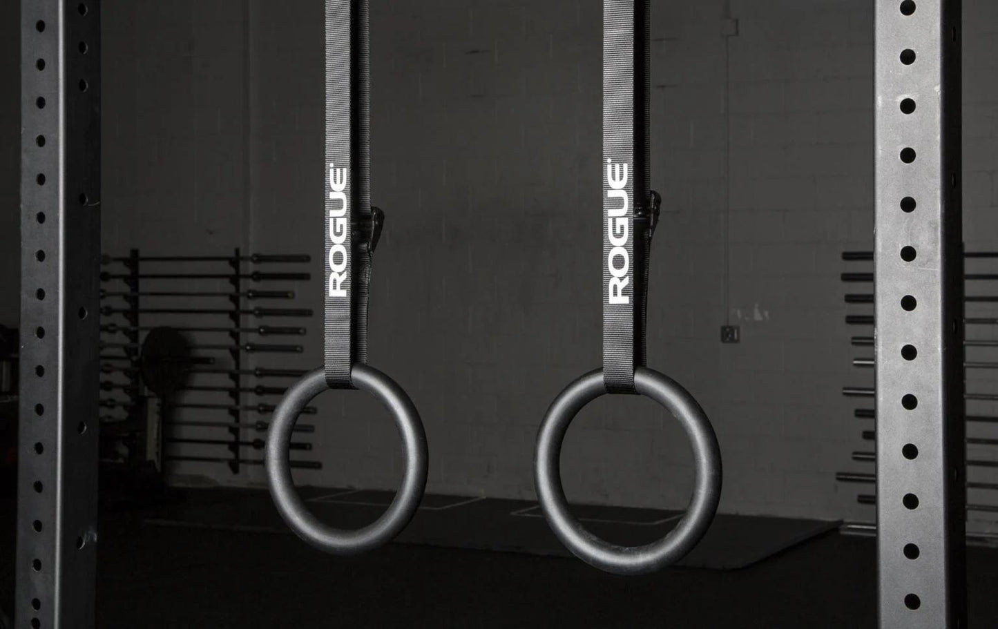Rogue Gymnastics Rings - Steel w/ 16' Black Strap