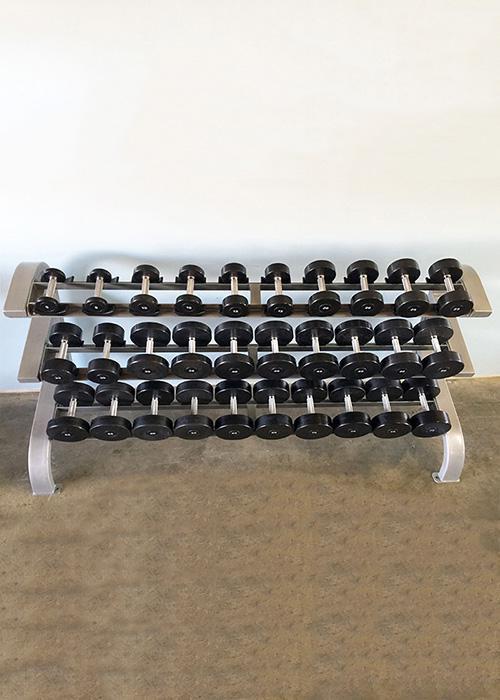 Muscle D 3 Tier Dumbbell rack with round Dumbbells