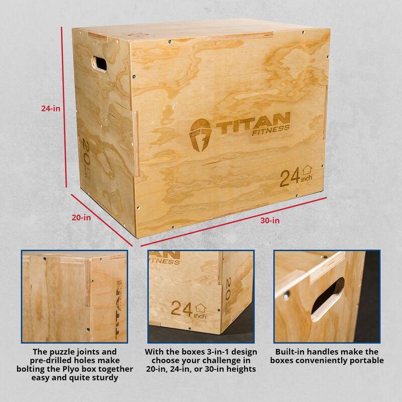 Titan 3-in-1 Wooden Plyometric Box 20"x24"x30"