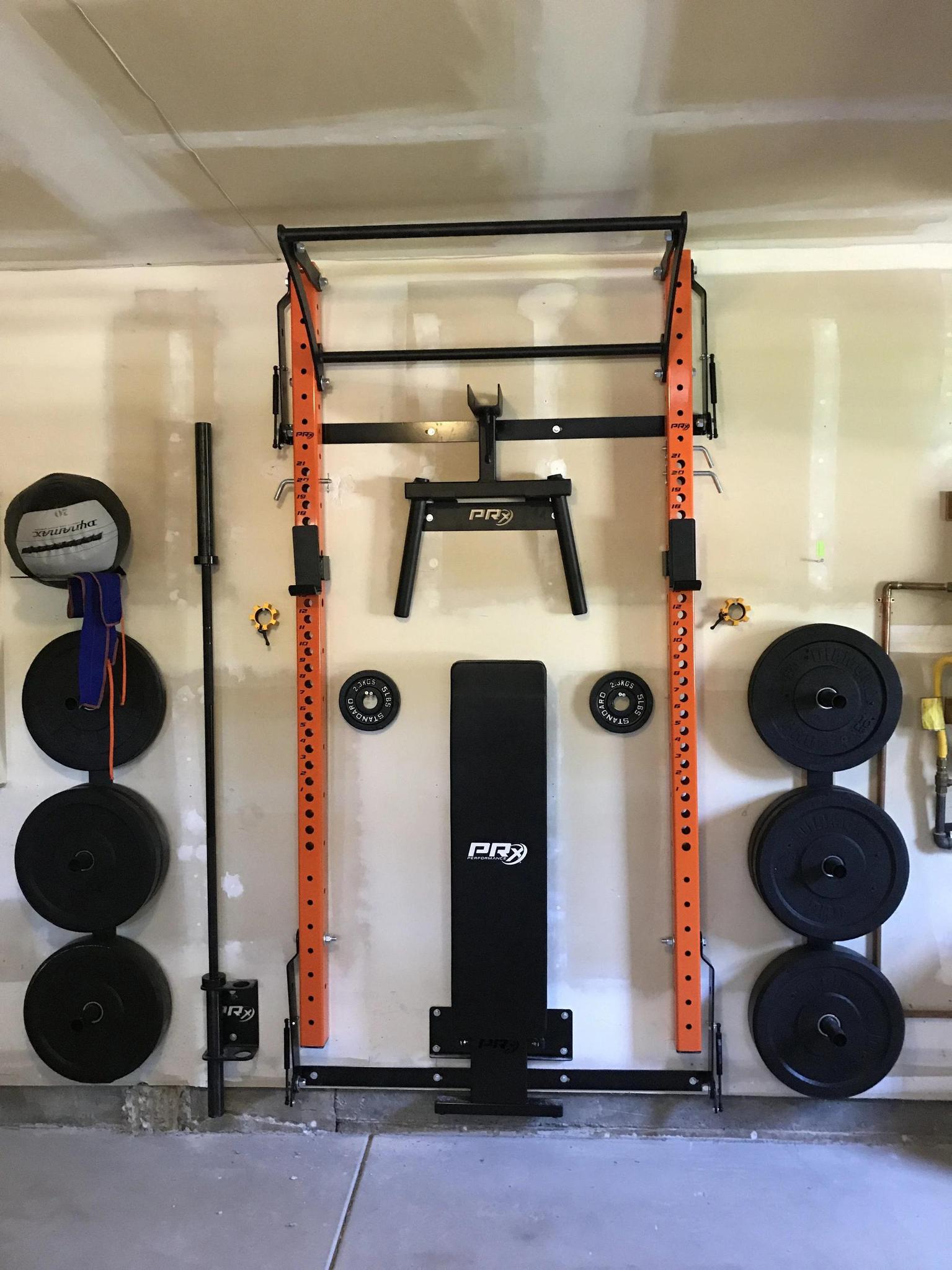 Wall mounted best sale weights bench