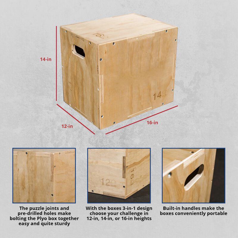 Titan 3-in-1 Wooden Plyometric Box - 12"x14"x16"