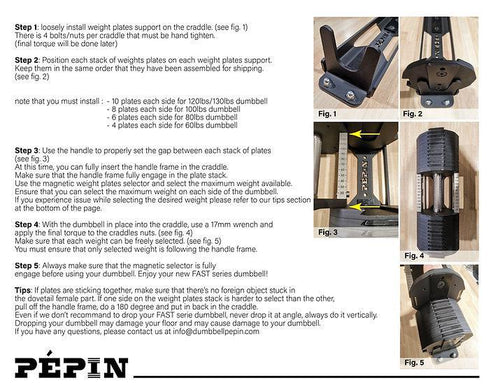 Pepin Fast Series Adjustable Dumbbells 240lb (2x 120lb) – Total Fitness USA